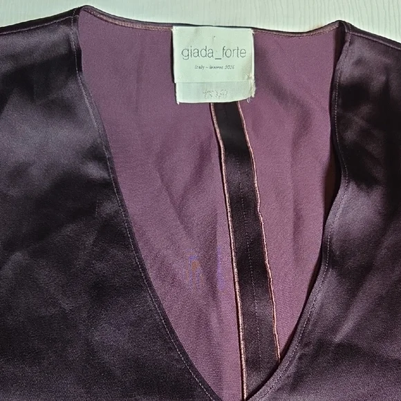 giada_forte Italy Inverno 2016Chic Satin Women's Purple Blouse.sz M. - Picture 3 of 9